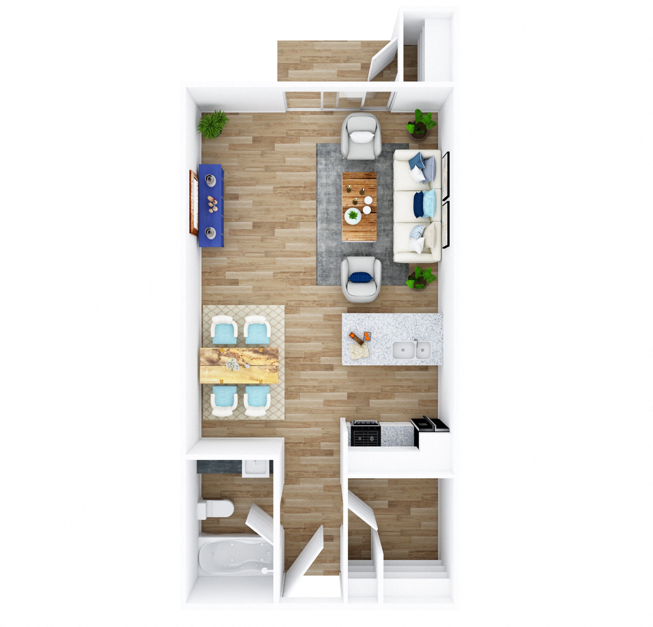 Floor plan for studio, 1 bath, 392 sqft
